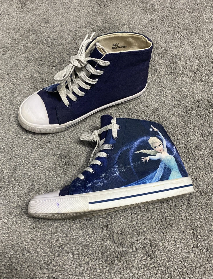 Niñas Jóvenes Elsa Lona Pantalla Alta Gráfica Zapatilla Azul Blanco Disney Frozen 5 Foto 1 de 4