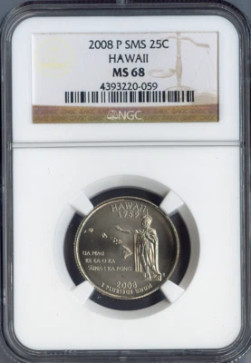 2008-P Hawaii Quarter NGC MS68 Quality Satin - Image 1 of 2