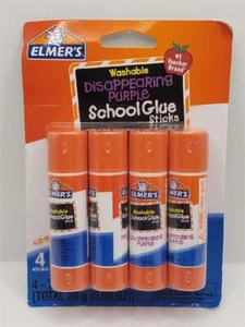 4 Pack Elmer's Washable School Glue Sticks Disappearing Purple .24oz 7g Each - Picture 1 of 2