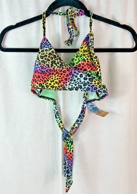 Rue Bleu Swimsuit Bikini Top Rainbow Cheetah Sz Medium New - Image 1 of 4
