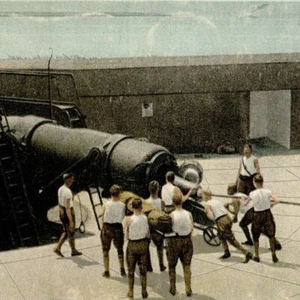 c.1918 WWI Era Loading 12 Inch Disappearing Gun Postcard Phostint Harris Ewing - Picture 1 of 3