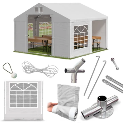 4x4 Partyzelt Zelt Bierzelt Gartenzelt Festzelt Cateringzelt NEU PVC SP weiß - Bild 1 von 4