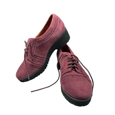 Zapatos profesionales Gentle Souls para mujer granate 6,5 M Oxford con cordones de gamuza Foto 1 de 4