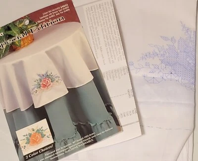 Lot 2 Stamped Cross Stitch Bucilla Table Topper 64834 & 2 Monogram Towels 64691 - Image 1 of 3