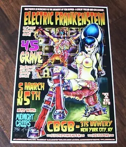 RARE ELECTRIC FRANKENSTEIN Johnny Ace Art Poster Signed Numbered New York City - Picture 1 of 6