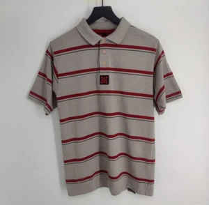 Independent Truck Company Cross Logo Striped Skate Gray Red Polo Shirt Mens M - Picture 1 of 13