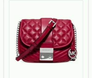 Bandolera Michael Kors Elisa mediana de cuero acolchada cereza* - Imagen 1 de 4