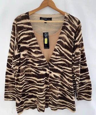 Cárdigan y camiseta sin mangas KASPER con estampado animal talla 3X nueva con etiquetas Foto 1 de 4