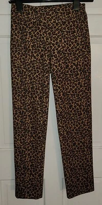 NEW DIRECTIONS camel Brown Black Leopard Animal Straight Leg Stretch Pants S - Image 1 of 4