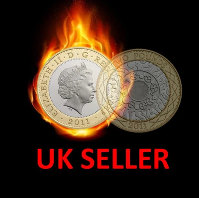  COIN THROUGH BAG £2 SPLIT COIN TWO POUND SPLIT COIN MAGIC TRICK CLOSE UP MAGIC - Image 1 of 4