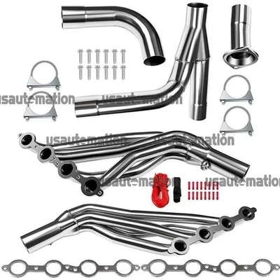 For 99-06 Chevy GMC Sierra Silverado1500 GMT800 Headers Exhaust Manifold +Y Pipe Foto 1 de 4