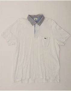 LACOSTE Mens Polo Shirt Size 6 XL White Striped Cotton DG12 - Picture 1 of 4