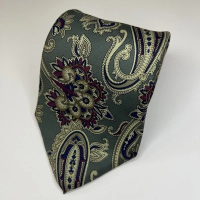 Corbata Mario Valentino 100% Seda Italiana Cachemira Formal Verde Corbata Clásica Foto 1 de 4