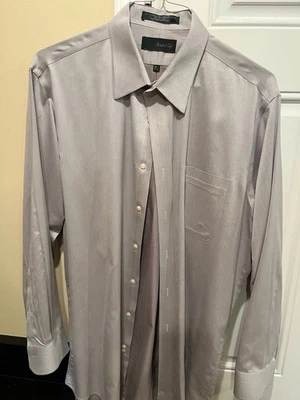 Camisa de vestir de colección Marshall Fields para hombre 16,5 32-33. Abotonable manga larga plateada. Foto 1 de 2