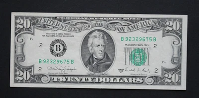 1988 A $20 Federal Reserve Note, New York, about uncirculated; F2076B - Image 1 of 4