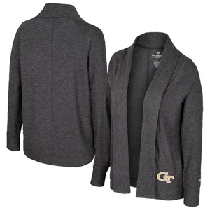 Women's Colosseum Charcoal Georgia Tech Yellow Jackets-Dash Cardigan - Picture 1 of 3