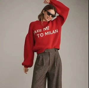 New XS Maeve x Anthropologie Take Me to Milan graphic city sweater - Picture 1 of 10