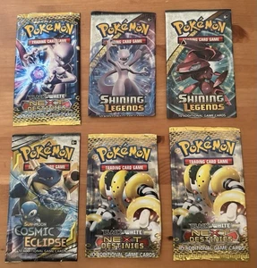 *Empty* Pokemon Packs Shining Legends, B & W Next Destinies, & Cosmic Eclipse - Picture 1 of 14