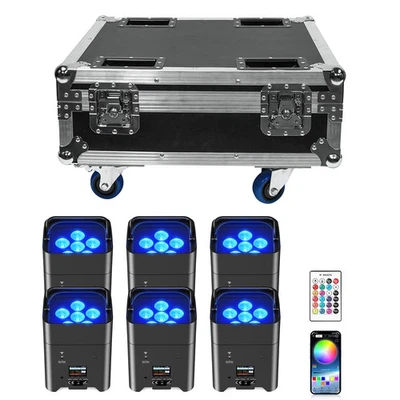 6pcs Wireless LED stage Uplight 6X18W RGBWA+UV Rechargeable Par Light Xmas - Image 1 of 4