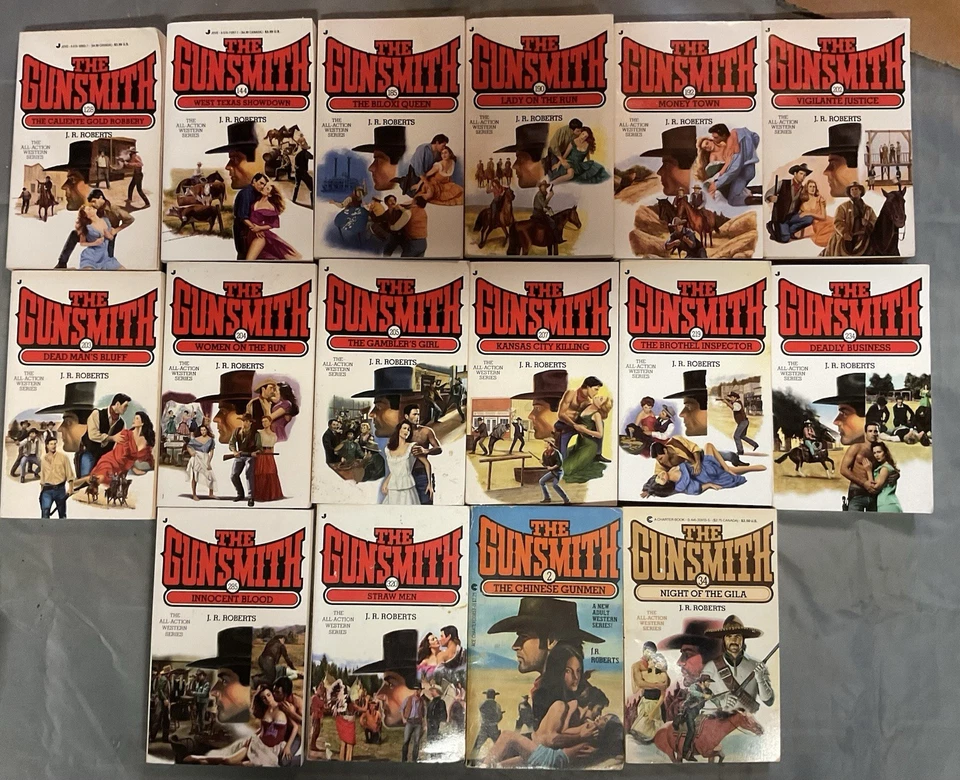 The Gunsmith by J. R. Roberts 16 adult western paperbacks. - Image 1 of 1