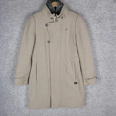 G-STAR WOMEN'S MINOR WOOL SLIM COAT size M MEDIUM JACKET ZIP BEIGE GRAY BUTTON - Image 1 of 4