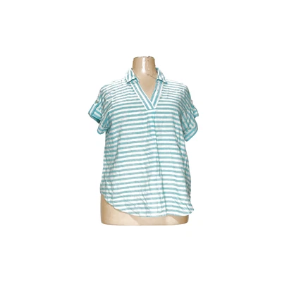 Liz Claiborne Blue Striped Linen Blouse XL - Image 1 of 4
