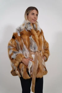Luxury Fur Cape, Red Fox  Fur  Cape Wrap, Fox Fur Jacket - Picture 1 of 8
