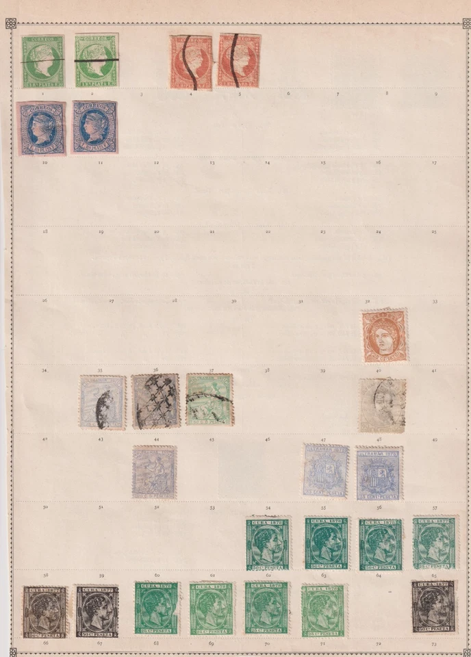 Estampillas de posesiones españolas en América en una página de álbum antiguo Foto 1 de 1