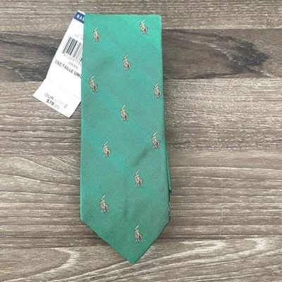 "Corbata estrecha Polo Ralph Lauren 100 % seda por todas partes pony hecha en Italia 56"" de largo" Foto 1 de 4