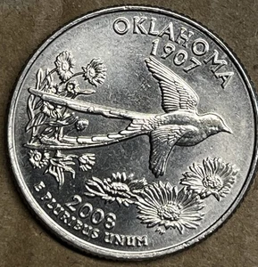 2008-D Oklahoma State Quarter  Oklahoma State Bird Scissortail Flycatcher 25cent - Picture 1 of 2