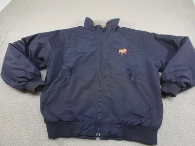 Vintage Mack Trucks Bomber Jacket Mens Large Blue Fleece Lined Bulldog Logo - Image 1 of 4