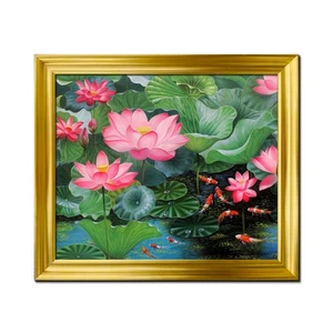 Framed Art Koi Fish Wall Art Lotus Landscape Home Decor Posters Prints Painting - Picture 1 of 9