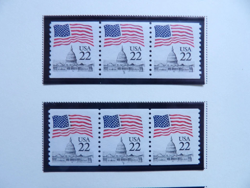 #2115a 22c Flag over Capitol PNC3 #7 & 8 MNH OG VF  Narrow Block Tagging - Image 1 of 1