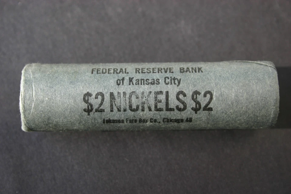 1963 D JEFFERSON NICKEL ORIGINAL BANK WRAP ROLL Federal Reserve OBW 5 CENTS ROLL - Image 1 of 4
