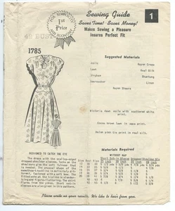 Mail Order 1785 sewing pattern 40's lovely DRESS sew scallop-edged sleeves sz 20 - Picture 1 of 1