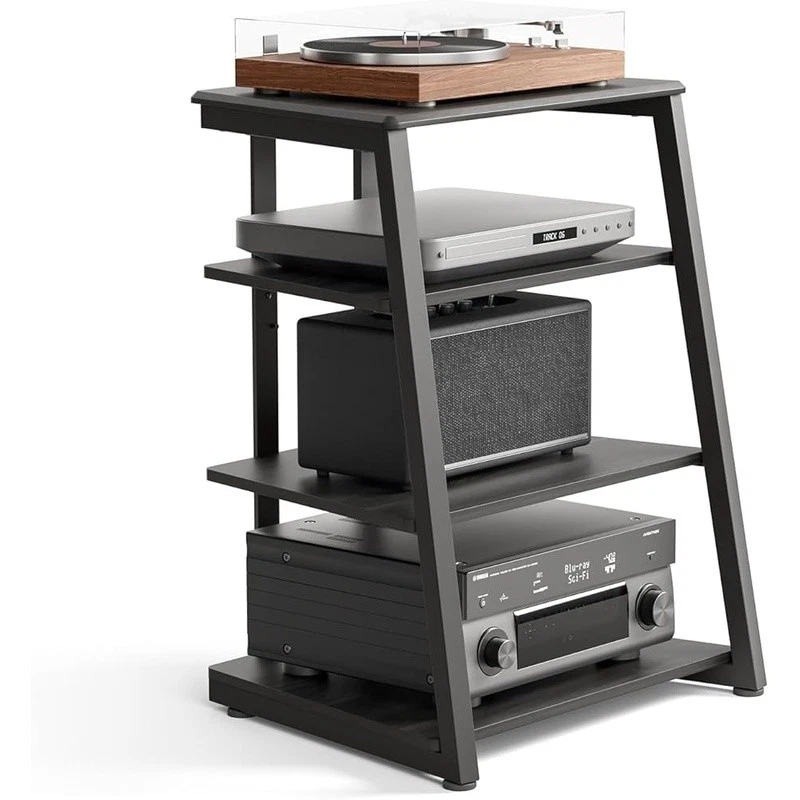 Gabinete de almacenamiento ajustable reproductor de discos con estante multimedia de 4 niveles con administración de cables Foto 1 de 4