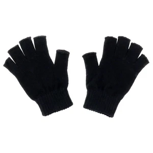 Halbfinger Handschuhe schwarz Handwärmer Kurzfingerhandschuhe - Picture 1 of 15