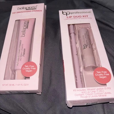 2 x Bellapierre Cosmetics Primer Mineral  + Lipstick and Liner Duo Kit Red Vegan - Image 1 of 3