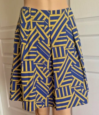 Falda United Colors of Benetton Azul Amarillo Plisada Algodón Línea A, Talla 8 Foto 1 de 4