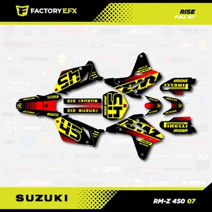 Black Yellow Red Rise Racing Graphics Kit fit 2007 Suzuki RMZ450 Sticker RMZ 450 - Bild 1 von 5