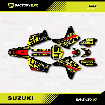 Kit de gráficos de carreras Rise negro amarillo rojo para Suzuki RMZ450 2007 pegatina RMZ 450 Foto 1 de 3