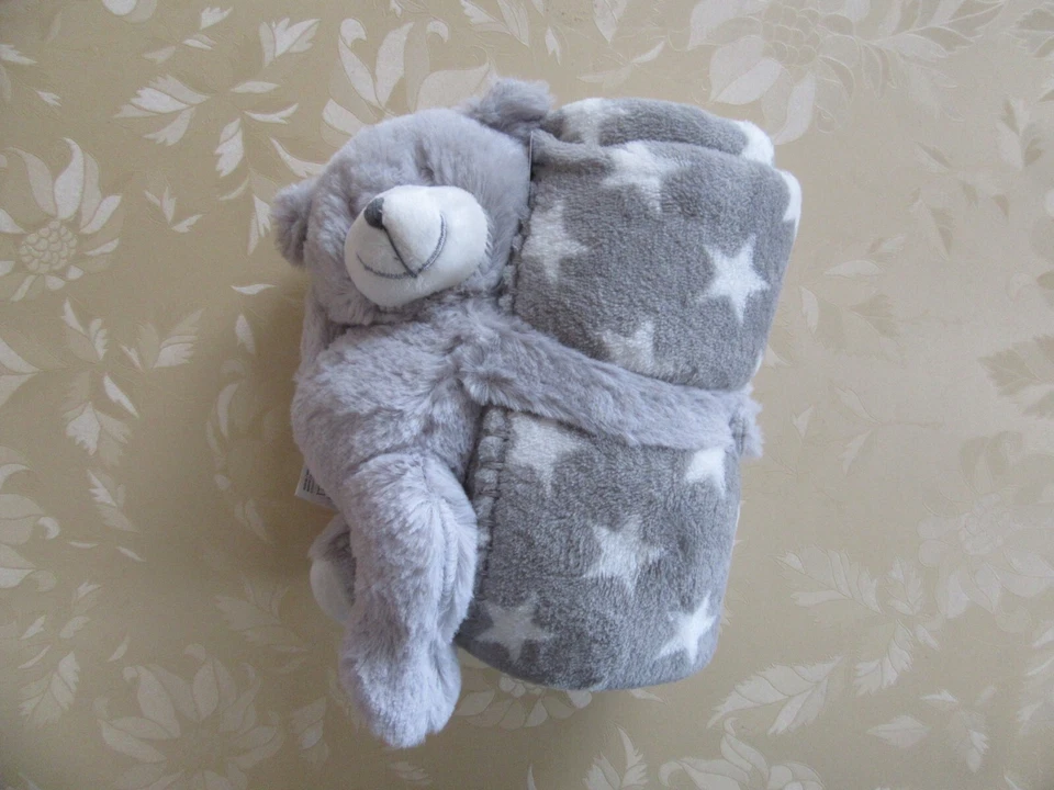 1 Süßer Plüschbär/Bär mit flauschiger Kuscheldecke Geschenk Baby Kind  NEU OVP - Bild 1 von 4
