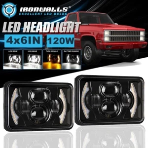 Pair 4x6" LED Headlights Hi/Lo DRL Turn Signal for Chevrolet C10 C20 C30 1981-86 - Bild 1 von 12