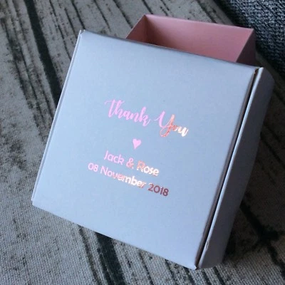 1 Sample Blush Pink Foil Wedding Party Favour Boxes Personalised Gift Candy Box - image 1 of 4