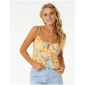 Floral Cami Top Tie Front Sleeveless Yellow Blue Summer Size Unknown - Picture 1 of 2