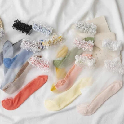 Meias femininas de renda cristal seda barco ultrafinas transparentes 1 par elástico verão - Imagem 1 de 4