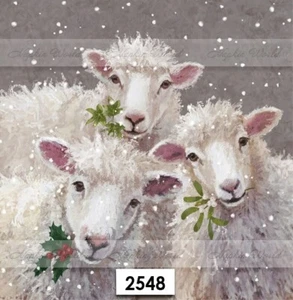 (2548) DOS servilletas artesanales artísticas decoupage de papel para almuerzo - NAVIDAD OVEJA NIEVE - Imagen 1 de 3
