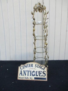 64469  Gold Iron Curio Whatnot Shelf Bookcase w/  Flowers   22"W x 72"H - Picture 1 of 12