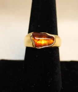 Natural Baltic Amber Chunky Modern Tarnish Free Gold Tone 7.75 - Picture 1 of 8