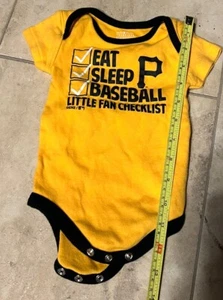 MLB Pittsburgh Pirates One Piece. Black and Yellow. Size 6/9M. Button Clasp - Picture 1 of 4